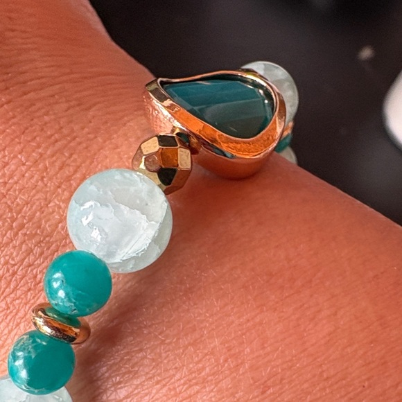 Serpentine & Hematite gem bracelet with glass beads - Picture 4 of 4